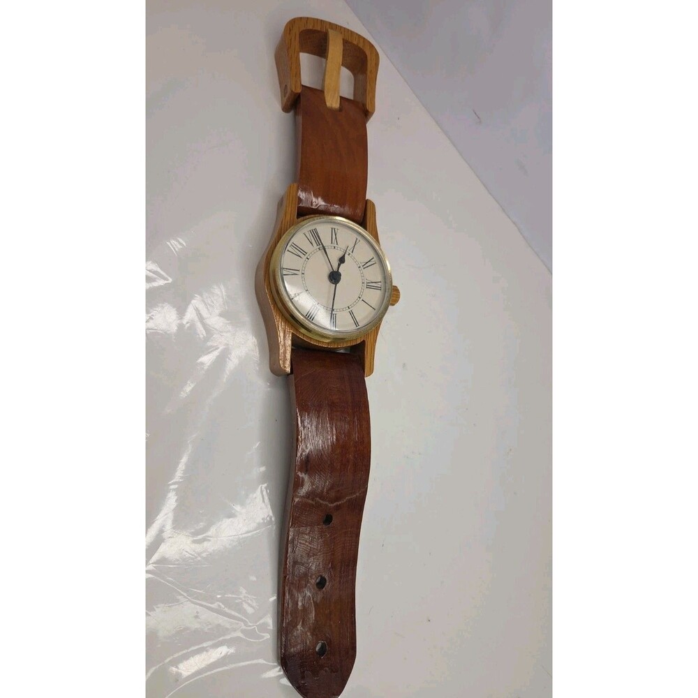 Vintage Handmade Wooden Wall Display Watch Clock 15” Battery Operated Working